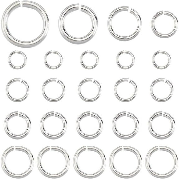 1 Box 200Pcs 4 Sizes 925 Sterling Silver Plated Brass Jump Rings Jewelry Split Ring Bulk Round Open Loops Circle Connectors Rings