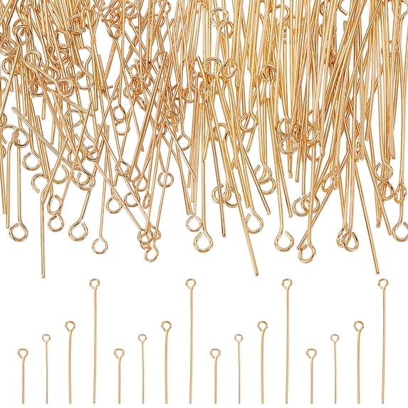 1 Box 200Pcs 4 Styles Brass Eye Pin Long-Lasting Plated Nickel Free ...