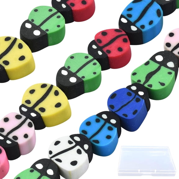 1 Box 200Pcs 5 Strand Ladybug Beads Handmade Polymer Clay Insect Spacer Beads Bulk for Jewelry Making Disc Bead Flat Animal Shape Bead Bracelet Earrings Supplies Adult Mixed Color 10mm diy