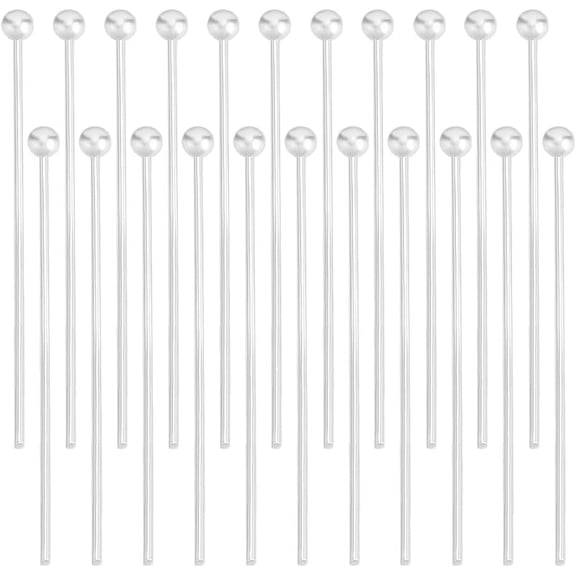 1 Box 200Pcs Ball Pins for Jewelry Making 925 Sterling Silver Plated Brass 30mm Ball Head Pins Silver