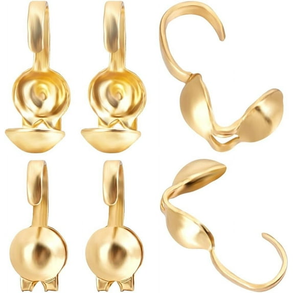 1 Box 200Pcs Bead Tips Stainless Steel Open Bead Tips Knot Cover Tiny Clamshell Fold-Over Culotte Ends Caps for DIY Knots Crimp Findings Jewelry Making 3mm Inner Diameter