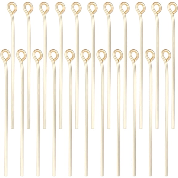 1 Box 200Pcs/Box Jewelry Eye Pins 18K Gold Plated Brass Head Pins Findings Open Eye Pin for Charm Beads DIY Making