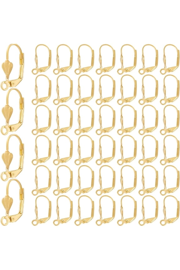 1 Box 200Pcs French Wire Earrings Hooks Gold Leverback Earring Findings Bulk Brass Lever Back Ear Wires with Loops Small Huggie Earring Hooks for DIY Jewelry Making Supplies DIY Craft Beginner
