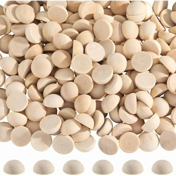 1 Box 200Pcs Half Circle Wood Beads 15MM Split Wooden Balls Loose Bulk Small Natural Round Smooth Printable Unfinished Bead