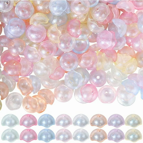1 Box 200Pcs Jellyfish Beads Bulk Acrylic Bead Caps Large Cute Transparent Eggshell Half Round Egg Shell Plastic Spacer Bead Cones