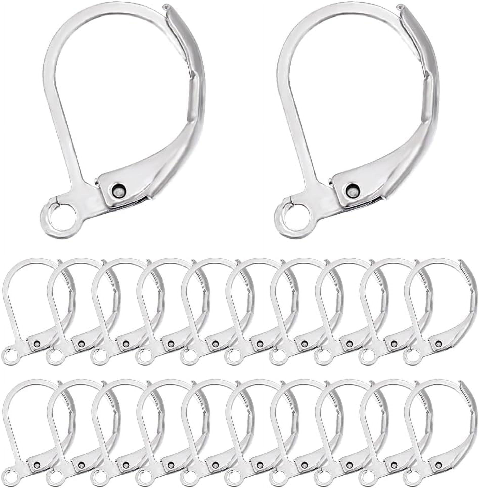 Glass Brass Plated Fashion Earrings Leverback 20-Piece Silver Plated Brass Leverback Earring Findings - Hinged Leverback With Loop For Easy Dangling, New With Tags Hinged Leverback Findings - Foto 8
