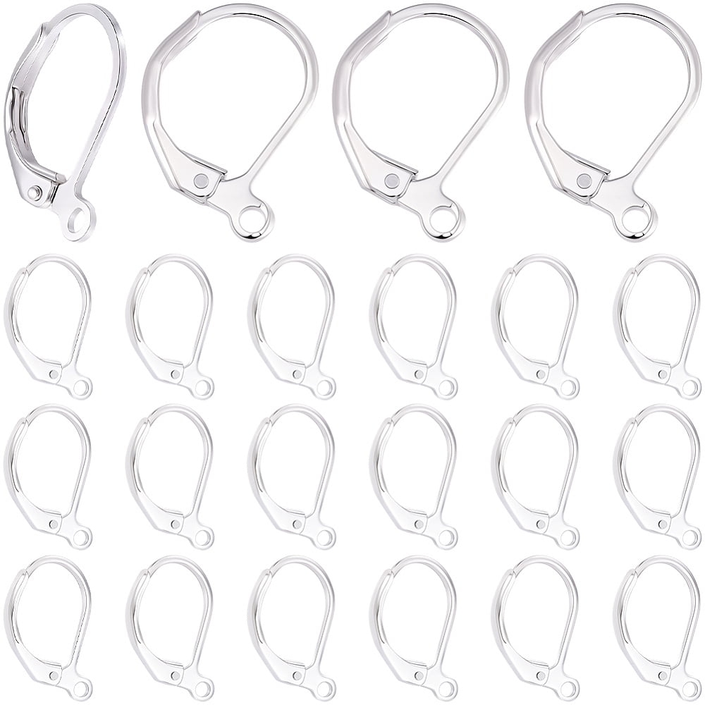 1 Box 200Pcs Leverback Earring Hooks 925 Sterling Silver Plated Brass French Earring Hooks Clasp Clip Ear Wire for Dangle Jewelry Making DIY Findings