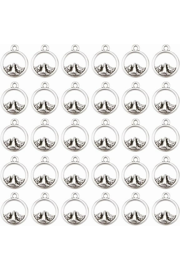 1 Box 200Pcs Mountains Charm Mountain Charms Hollow Nature Climbing Landscape Pendants for Jewelry Making Supplies DIY Bracelets Earrings Adults for DIY