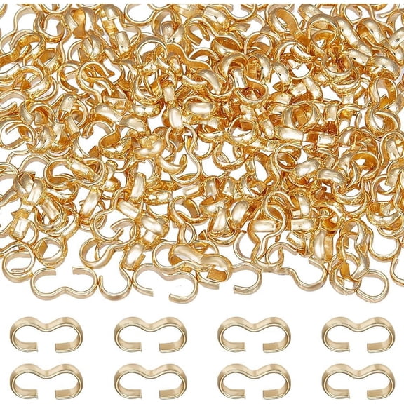 1 Box 200Pcs Number 3 Shaped Clasps 18K Gold Plated Brass 8 Shape Chain Quick Link Connectors Charm Knot Chain Clasp for Bracelet Necklace Jewelry Making Gold