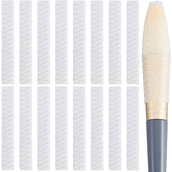 1 Box 200Pcs PE Makeup Brush Protector Reusable Expandable Mesh Cover for Eyeshadow Brush with 1pcs Paper Cardboard Boxes White 10x1x0.1cm