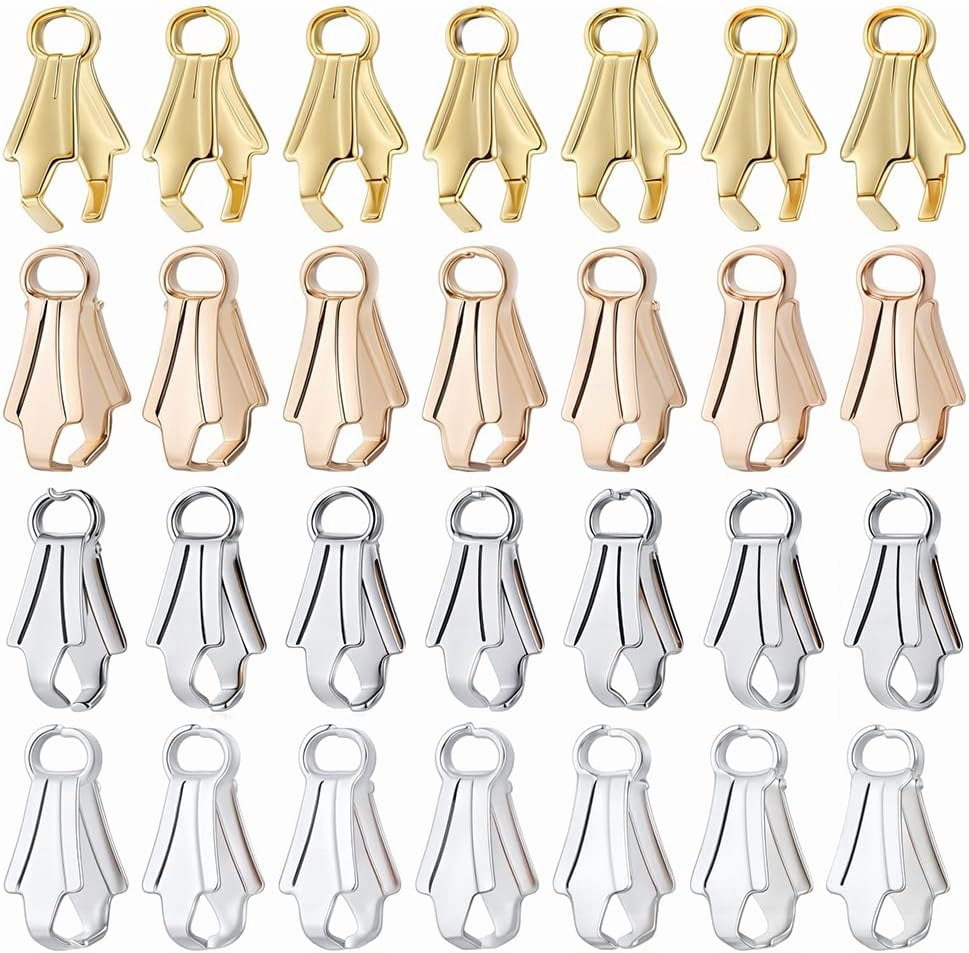1 Box 200Pcs Pinch Bails Pendant Clasp Bail Connector 8mm Golden Silver ...