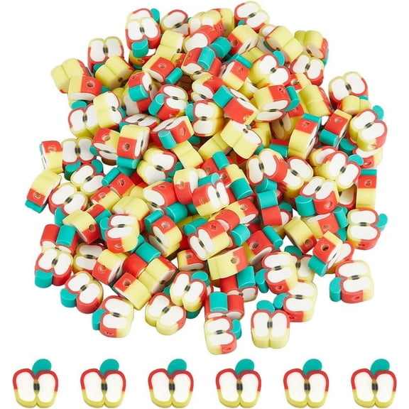 1 Box 200Pcs Polymer Clay Beads Fruit Beads Handmade Slice Clay Bead Bulk Gradient Red Yellow Loose Spacer Beads