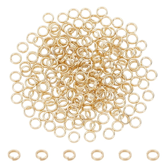 1 Box 200Pcs Rack Plating Brass Split Rings Double Loops Jump Rings Real 14K Gold Plated 6x1.5mm Inner Diameter: 5mm