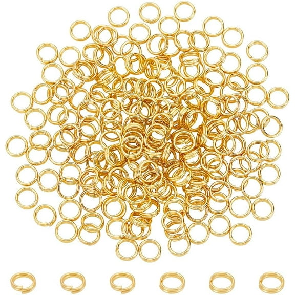 1 Box 200Pcs Real 18K Gold Plated Brass Jump Ring 6mm Double Loops Split Ring O Ring Connectors for Jewelry Necklaces Bracelet Earrings Crafts Making 1.5mm Thick