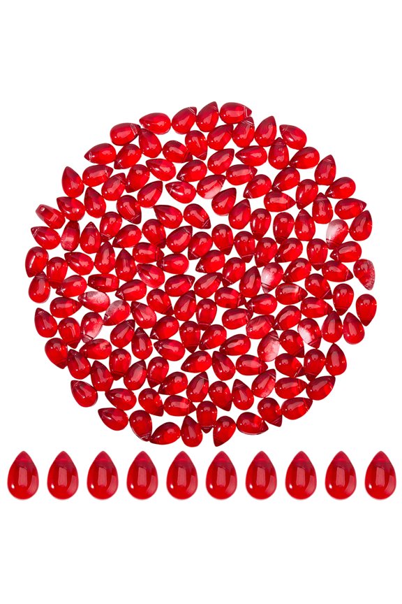 1 Box 200Pcs Red Teardrop Beads Bulk Transparent Glass Beads 9x6mm Water Drop Top Drilled Chandelier Charms Pendants Loose Spacers