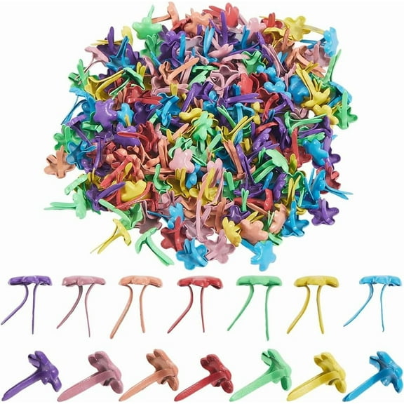 1 Box 200Pcs Round Brads Scrapbooking Brads Bulk Colorful Small Circle Iron Metal Paper Fasteners Photo Cards Decoration Split Pins for Paper Crafts Art DIY Stamping Home Office Supplies Colorful