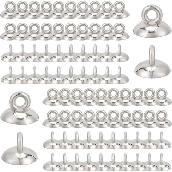 1 Box 200Pcs Silver Bead Caps 10mm Bead Bail Cap Bead End Caps Dangle Charm Connector Round Bail for Jewelry Making Necklace Earrings Bracelet Women DIY Glass Ball Charms Pearl Crafts