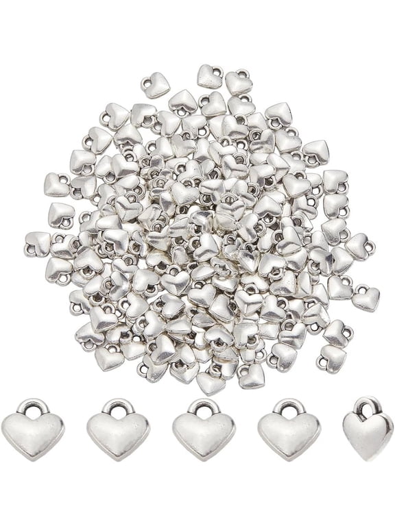 1 Box 200Pcs Silver Heart Charms Love Charms Bulk Mini Tibetan Alloy Metal Valentine's Day Cute Tiny Hearts Charms for Jewelry Making Charms Supplies Accessories Necklace Bracelet DIY Crafts