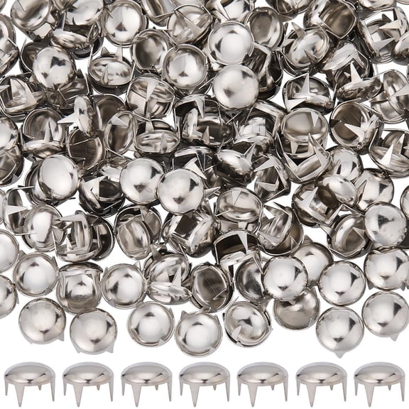 1 Box 200Pcs Silver Nailhead Rivets Dome Rivet Studs 10mm Brass Half Round Mushroom Head Claw Head Prong Spots Stud Nailheads for Leather Craft Clothes Belt Bag Shoes DIY AccessoriesPlatinum