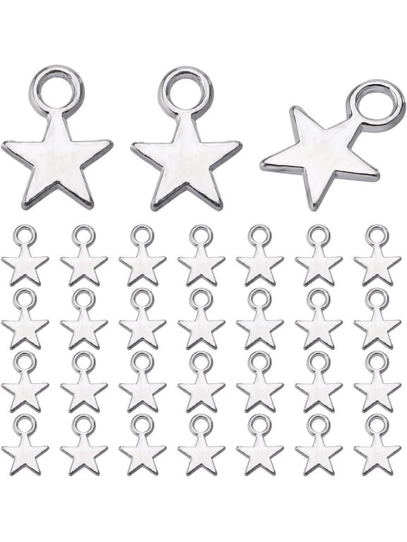 1 Box 200Pcs Silver Stars Charms Mini Star Charms Alloy Tiny Celestial Christmas Small 5 Point Star Charm Bulk for Jewelry Making Charms Women DIY Necklaces Earrings Bracelets Crafts Wedding
