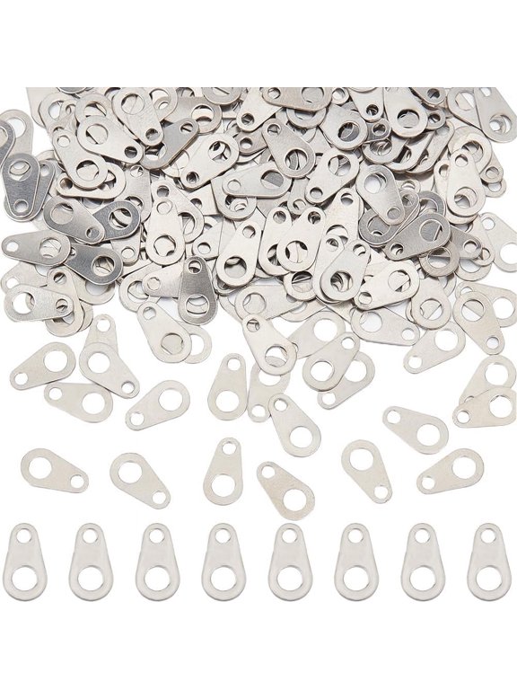1 Box 200Pcs Stainless Steel Chain Tabs Oval Chain Extender Connectors Link Jewelry End Tabs Connector Findings for DIY