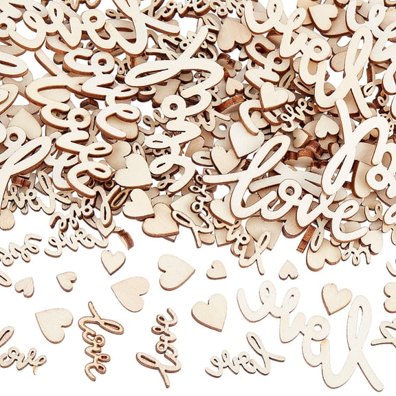1 Box 200Pcs Wooden Table Scatter Wedding Table Confetti Wood Rustic Love Heart Shaped Small Cake Manual Patch Scatters Decoration DIY