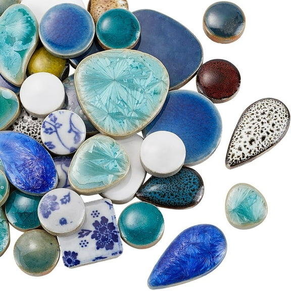 1 Box 200g Broken Ceramic Tile Irregular Mosaic Tiles Bulk Mixed Shapes Colorful Porcelain China Tiles Pieces for DIY Crafts Plates Flowerpots Vases Cups Home Decor Mosaic Arts Supplies