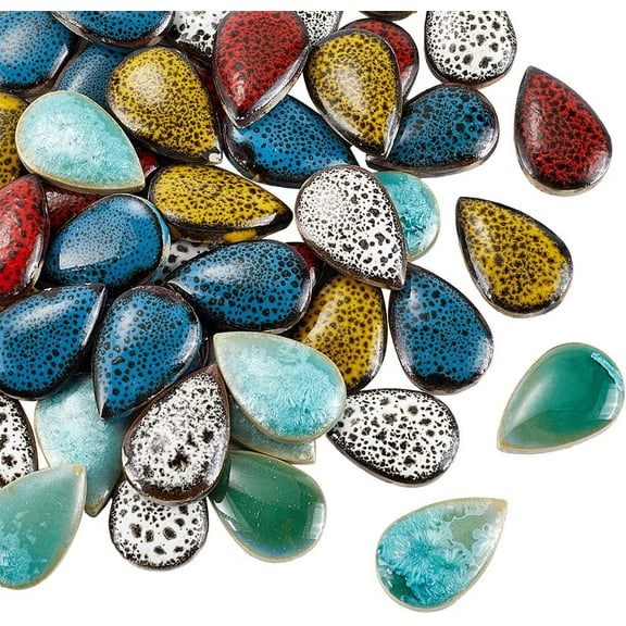 1 Box 200g Irregular Ceramics Mosaic Tiles Waterdrop Mosaic Ceramic Pieces Colorful Broken Porcelain China Plate Raindrop Tiles Bulk