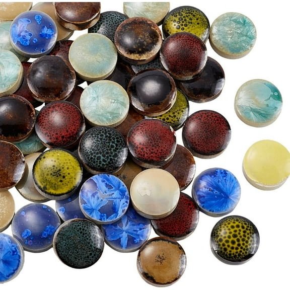 1 Box 200g Porcelain Ceramic Mosaic Tiles Round Ceramic Mosaic Tiles Small Round Mosaic Tiles Colorful Irregular Broken Ceramics Pieces Bulk for DIY Craft Plate Flowerpot