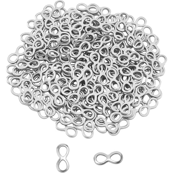 1 Box about 200pcs 10mm Infinity Link Charm Stainless Steel Linking Charms Hollow Frames Connectors Jewelry Links for Jewelry Making Stainless Steel Color diy Stainless Steel Color