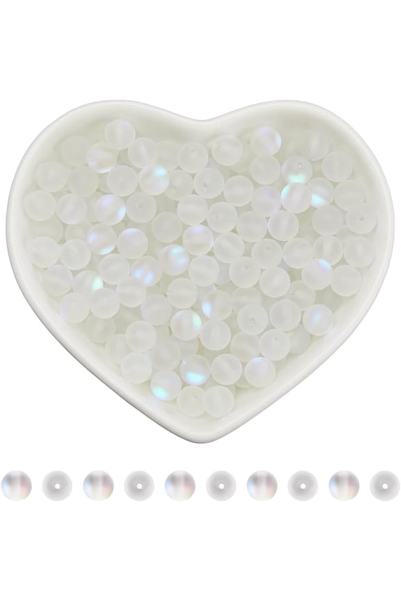 1 Box 200pcs Moonstone Glass Beads 6mm Round Clear Glass Beads Glass Clear Transparent Glasses Bead Bulk