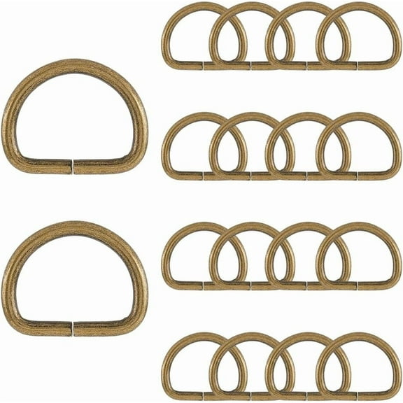 1 Box 20Pcs 1 Inch Metal D Ring Buckle Bronze D Ring Extra Thick 4mm Antique Brass Heavy Duty Non-Welded Hooks Strap D-Rings for Sewing Webbings Backpacks Keychains Pet Collars DIY Crafts