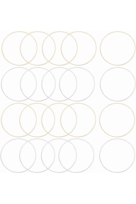 1 Box 20Pcs 2 Color 40mm Linking Rings 24K Gold Sterling Silver Plated Smooth Single Loop Circle Frames Key Chain Closed Links Connector Rings for Bracelet Necklace Jewelry Making Colorful