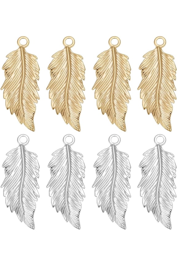 1 Box 20Pcs 2 Color Leaf Charms 24K Goldterling Silver Plated Plant Nature Autumn Fall Spring Leaves Dangle Pendants Charms Craft Supplies for DIY Jewelry Making for DIY