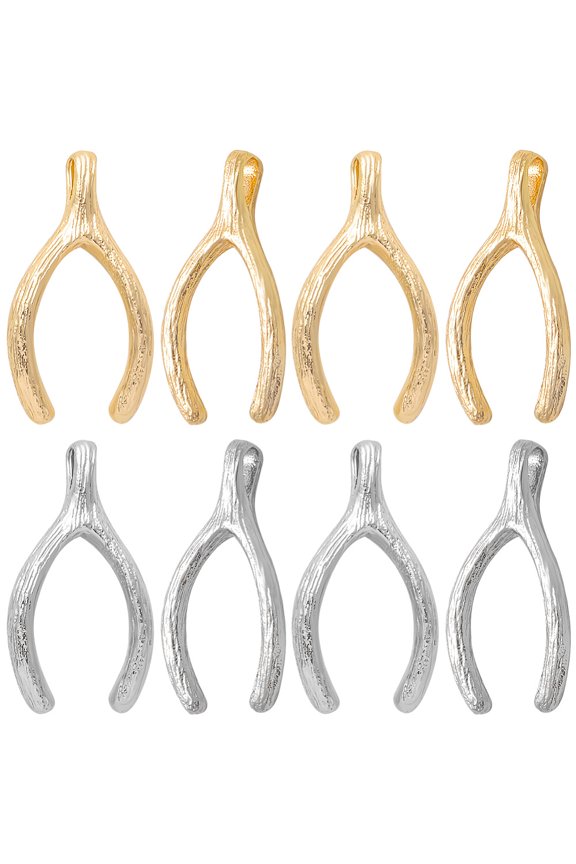 1 Box 20Pcs 2 Colors Wish Bone Lucky Charms 18K Gold Platinum Plated Silver Golden with Jump Ring Jewelry Necklace Bracelet Earring Making