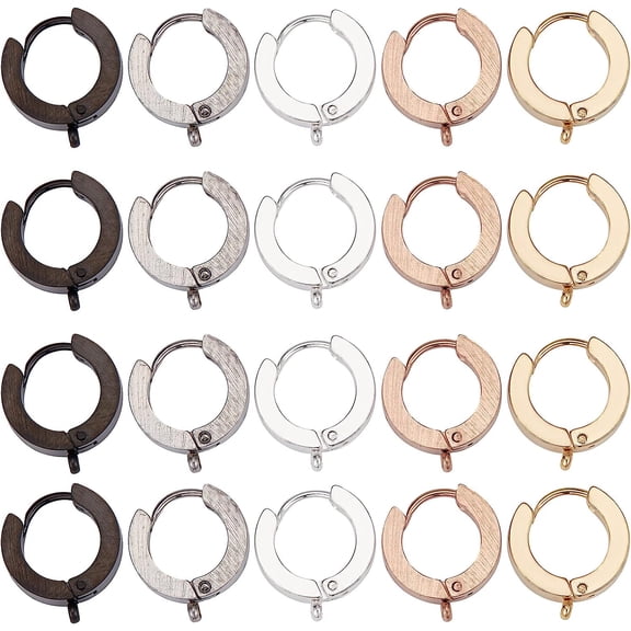 1 Box 20Pcs 5 Colors Leverback Earring Hooks Gold Huggie Earrings French Lever Back Tiny Hoop Earrings with Open Loop Earwires for Jewellery Making Women DIY Crafts Crochet Stitch Markers Colorful