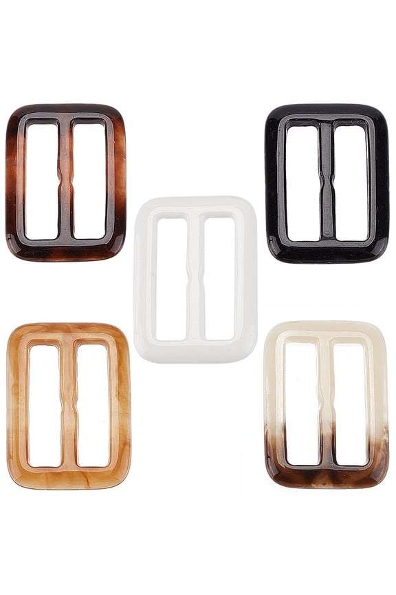 1 Box 20Pcs 5 Colors Silk Scarf Ring Clip Resin Belt Buckle T-Shirt Tie Clips Rectangle Clothes Wrap Fasten Holder Webbing Strapping