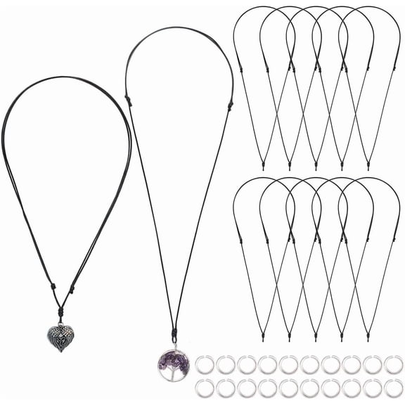 1 Box 20Pcs Adjustable Necklace Cord Bulk Black Rope Necklaces Vintage Korean Waxed Polyester Double Knotted Cords with 304 Stainless Steel Open Jump Ring for Jewelry Making Necklace Men for DIY
