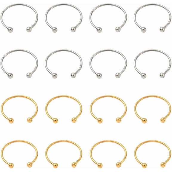 1 Box 20Pcs Bead Spinner Ring Bead Fidget Ring Adjustable Open Stainless Steel Gold Silver Spacers Beading