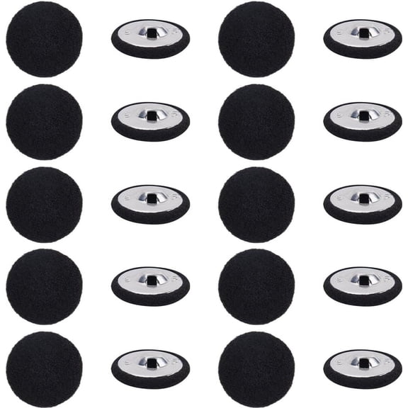 1 Box 20Pcs Black Velvet Buttons 1.28"(32mm) Round Fabric Covered Velvet Cloth Tuxedo Button with Iron Shank for Sewing Jacket Suit Dress Gowns Blouse Clothes Garment Crafts