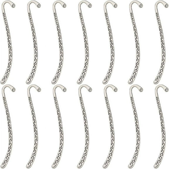 1 Box 20Pcs Bookmark Hooks Bulk Silver Bookmarks Metal Retro Carved Book Marks with Hole Alloy Tibetan Style Embossed Vintage Book Mark for Reading Book Lovers Men Women Accessories for DIY