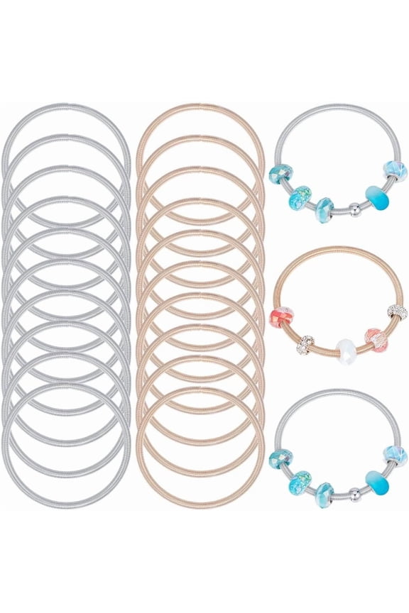 1 Box 20Pcs Bracelet Snake Chains Bangle Adjustable Metal Bracelets Bulk Silver Gold Alloy Spring Expandable Friendship Cuffs Bangles Chain for DIY Jewelry Making Bracelets DIY Crafts Women