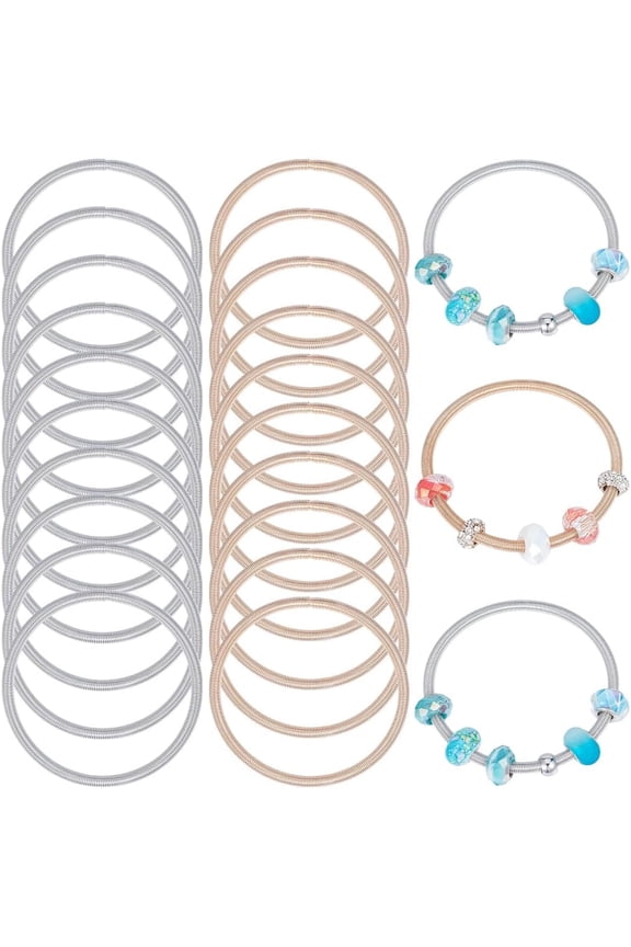 1 Box 20Pcs Bracelet Snake Chains Bangle Adjustable Metal Bracelets Bulk Silver Gold Alloy Spring Expandable Friendship Cuffs Bangles Chain for DIY Jewelry Making Bracelets DIY Crafts Women