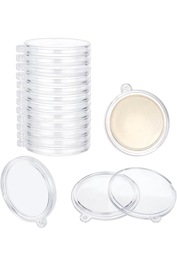 1 Box 20Pcs Clear Coin Holder Keychain 1.57 inch Coin Acrylic Storage Holder Keychain Coin Protect Pendants Keychain Medallion Display Storage Waterproof Coin Display Case Flat Round