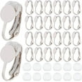 thumbnail image 1 of 1 Box 20Pcs Clip-on Earring Converter Silver Clip on Earrings Converter Brass Round Flat Back Tray Earring Clips with Plastic Pads Non Pierced Earring Findings for DIY Jewelry Making Supplies DIY, 1 of 9