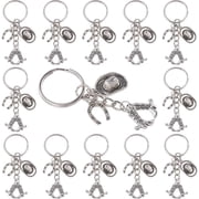 1 Box 20Pcs Cowboy Boot Keychain Pack Horseshoe Keychains Bulk 70mm Alloy Antique Silver Boots Key Chain for Western Party Wedding Christmas Favors Gifts Supplies Horse Lover Men Adults