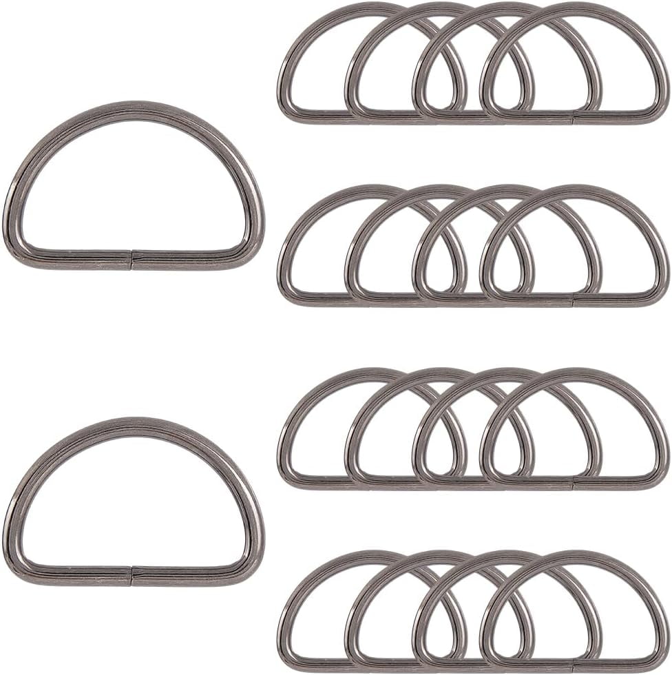 Box 20Pcs D Ring Buckles Metal Belt Ring Iron Inch Gunmetal