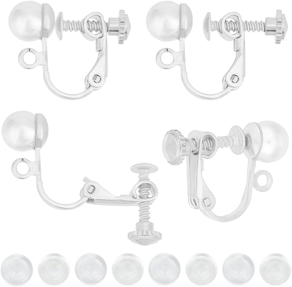 1 Box 20Pcs Earring Clips 925 Sterling Silver Plated Clip-on Earrings ...