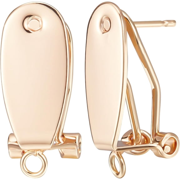 1 Box 20Pcs French Clip Earring Findings 18K Gold Plated Fingernail Earring Post with Flat Pad Post and Loop