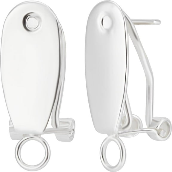 1 Box 20Pcs French Clip Earring Findings 925 Sterling Silver Plated Fingernail Earring Post with Flat Pad Post and Loop for DIY Jewelry Making